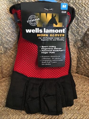 Wells Lamont 836M Fingerless Sport Utility Gloves Medium Red/Black