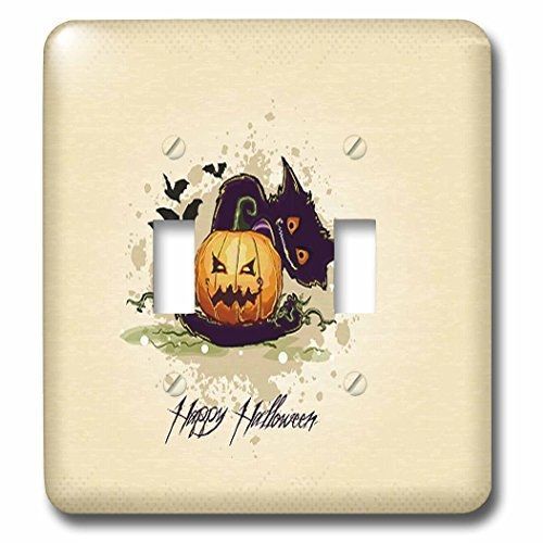 3dRose lsp_65461_2 Halloween Pumpkin with Black Cat Double Toggle Switch