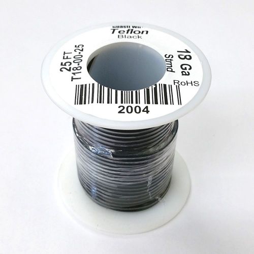 New 18awg black teflon insulated stranded 600 volt hook-up wire 25 foot roll for sale