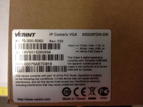 Verint IP Camera VGA S5003FD 70-300-5060