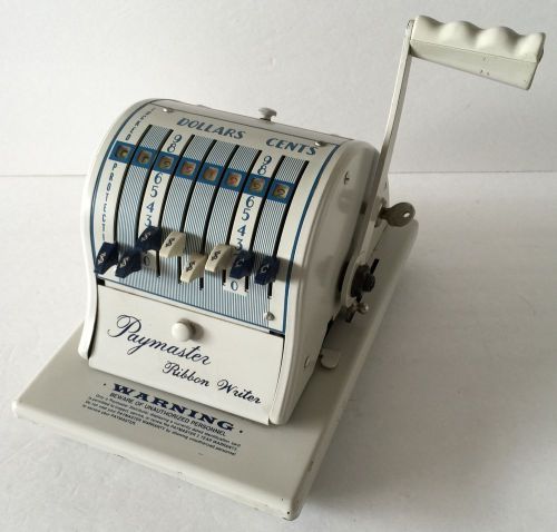 Vintage Paymaster Ribbon Writer Check Writer Series 8000 with Key Beige