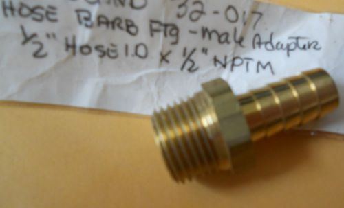 (1) New Brass 1/2&#034; Hose Barb x 1/2&#039; Male PT  Brass Hose Fitting, Barbed