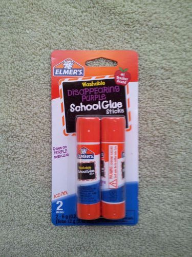 New 2 Pack Elmer&#039;s Disappearing Purple School Glue Sticks .21 oz Washable