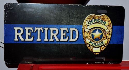 police Retired blue line Defend aluminum license plate