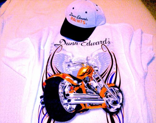 Dunn edwards paint t shirt xl &amp; hat set. harley chopper. new w/tags. for sale