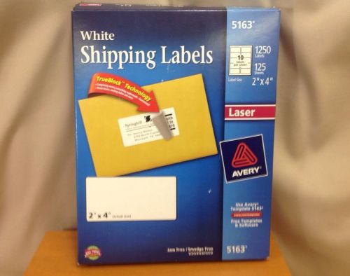 Avery 5163 White Shipping Labels 1250 Labels 2&#034;x4&#034; Laser W/ Trueblock