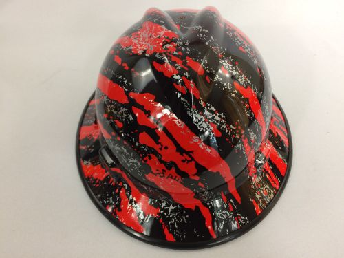 Msa v-gard hard hat w/fas-trac marble, splash, camo hydrographic print osha/csa for sale