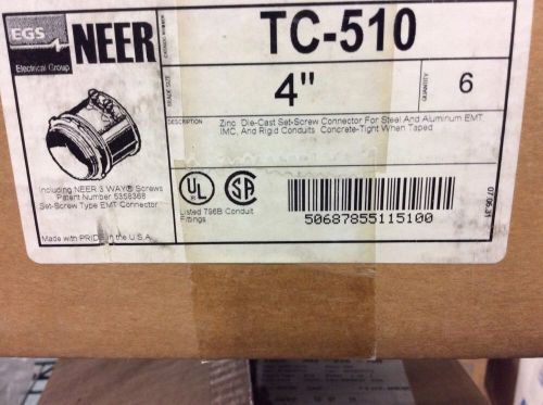 6 each new neer emt/al/imc/rigid set screw coupling tc-510 tc510 4&#034; for sale