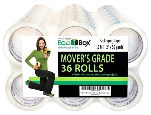 EcoBox 1.8Mil 2-Inch x 55 Yards Clear Tape, 36 Rolls (V-11189)