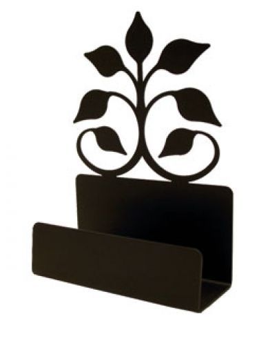 Wrought Iron Black Business Card Holder Leaf Leaves Desk Desktop Office Decor