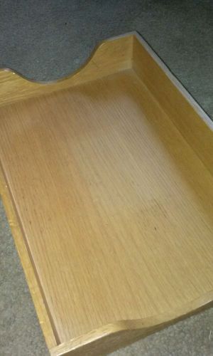 MID CENTURY MODERN oak Wood Letter LEGAL Paper Tray In Out Box
