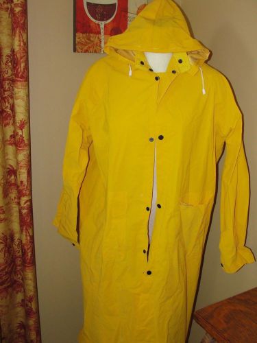 ERB 48&#034; Long Yellow Rain Jacket coat, Size Medium M with Detachable Hood