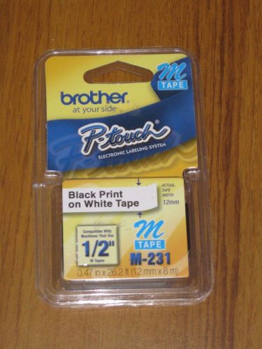 Genuine Brother M231 P-Touch Label Tape - Black Print on White Tape - New Sealed