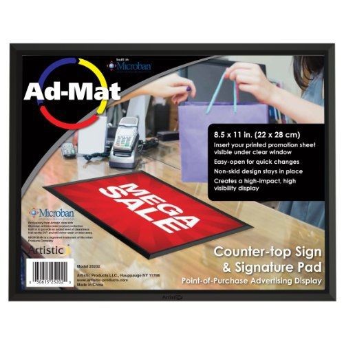 Artistic 8.5&#034; x 11&#034; admat countertop sign / signature pad with microban?, clear for sale