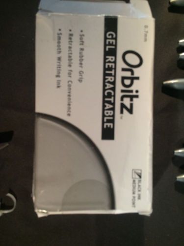 Zebra Orbitz Gel Retractable 0.7mm Black Roller Ball Pen 12 Pack (41010)