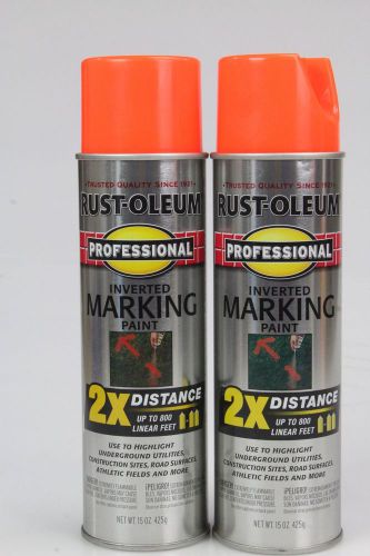 Rustoleum marking spray paint 2x professional fluorescent red orange 15oz 2-pack for sale
