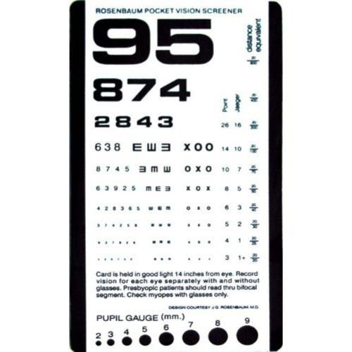 Pocket Size Plastic Eye Chart Vision Screener