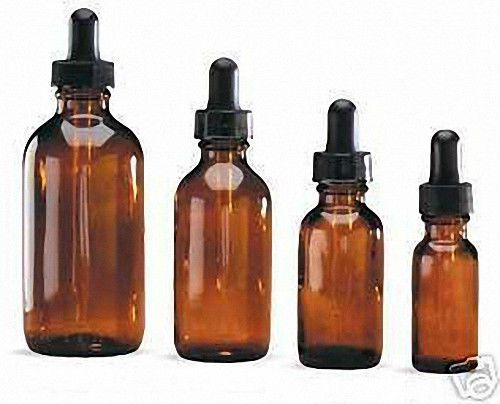 Amber Glass Dropper Bottles - 1/2 oz, 1 oz, 2 oz &amp; 4 oz (Lot of 2 each)