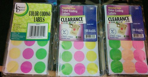 3 packs -306 label/Pk Blank Colored .75 in Price Tags GARAGE SALE STICKERS