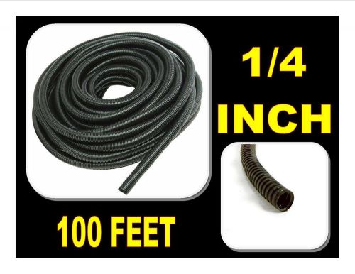 100 FT 1/4&#034; INCH Split Loom Tubing Wire Conduit Hose Cover Auto Home Marine B...