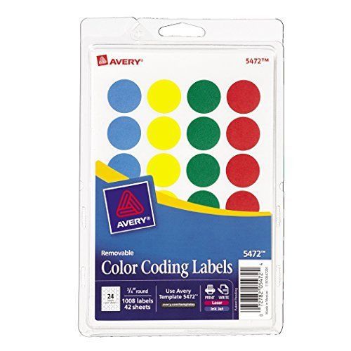 Avery removable print or write color coding labels, round, 0.75 inches, pack of for sale