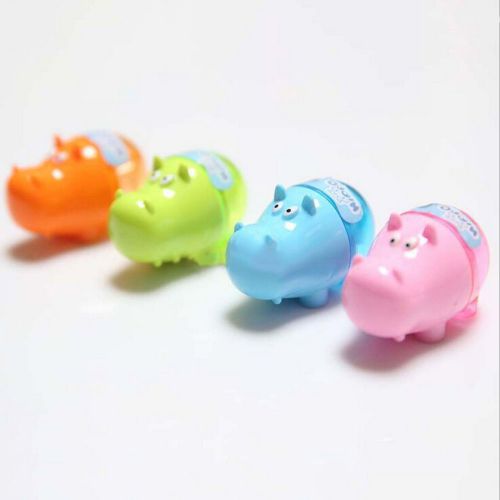 Stationery Hippo Pencil Sharpener with Two Rubbers Eraser Student Kids Cute BP