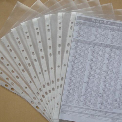100 PCS 11-Hole Clear A4 Document Cover Binding Loose-Leaf Pocket 30.5 x 23.5cm