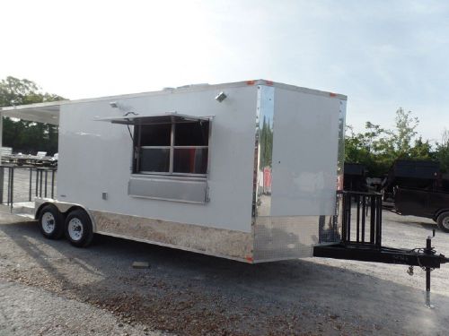 Concession trailer 8.5&#039; x 22&#039; white bbq food event catering for sale