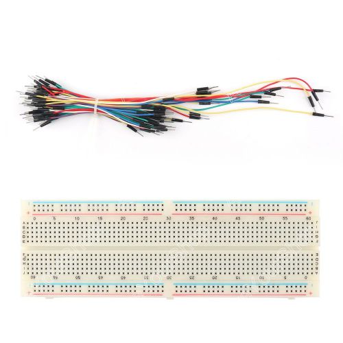 830 tie points solderless pcb breadboard mb102+65pcs jumper cable wires arduino. for sale