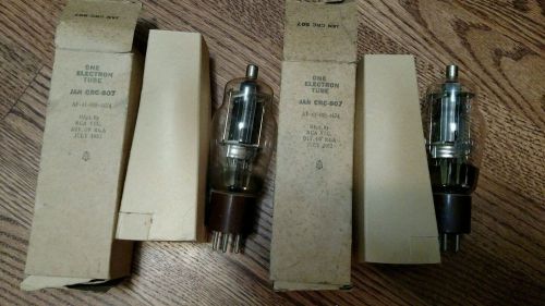 Pair of RCA JAN CRC 807 VT-100A Vacuum Tubes US NAVY Issue 1952 with Boxes
