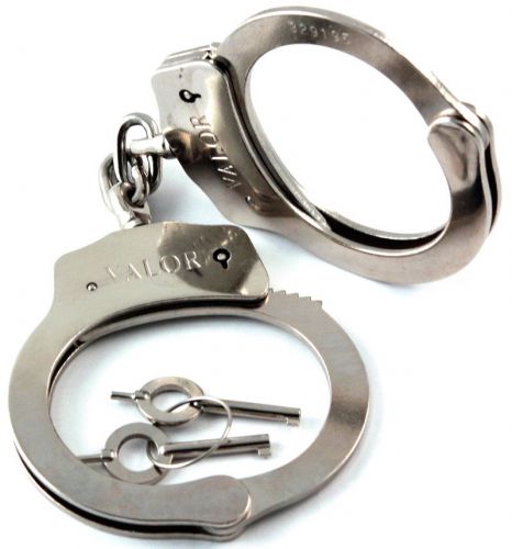 Valor Double Lock Nickel Plated Handcuffs Standard Police Bondage
