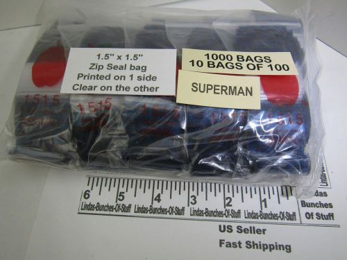 1000 SUPERMAN 1 1/2&#034; X 1 1/2&#034; 2 MILL PLASTIC ZIP SEAL BAGS NEW!
