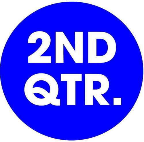Quarter Labels, &#034;2ND QTR&#034;, 2&#034; Circle, BLUE, 500/Roll