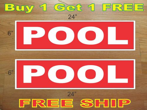 White on Red POOL 6&#034;x24&#034; REAL ESTATE RIDER SIGNS Buy 1 Get 1 FREE 2 Sided