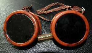 Mid Century Bakelite Welding Goggles Glasses Brown Marble Color