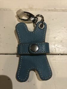 Levenger Keychain Keyring Blue Leather