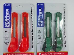 BAZIC Retractable Snap-off Utility Steel Cutter knife 2Pck = 4Pc (5 Colors)