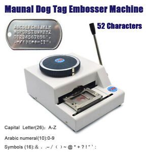 52 Characters Embosser Machine Steel Metal Dog Tag ID Card Nameplates Stamping