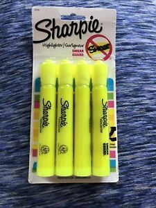 Sharpie Tank Style Highlighters, 4 Count Chisel Tip, Fluorescent Yellow,