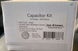 Joe Knows Electronics 33 Value 645 Piece Capacitor Kit