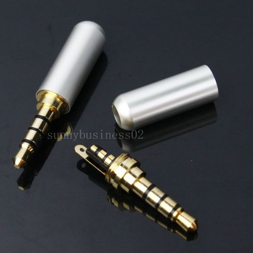 2pcs 4 pole 3.5mm male repair headphone jack plug metal audio soldering white for sale