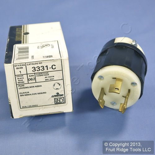 New leviton non-nema locking plug twist turn lock 30a 125/250v 3331-c boxed for sale