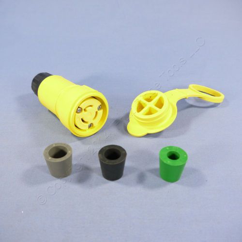Pass and seymour yellow watertite locking connector plug l5-15 15a 125v 25w-47 for sale