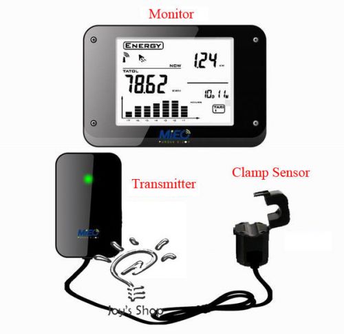 Wireless power meter Real time energy monitor for electricity/carbon,22mm sensor