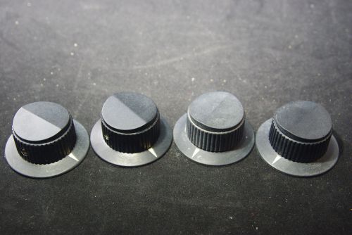 Four NOS Vintage Black Skirt Type Control Knobs