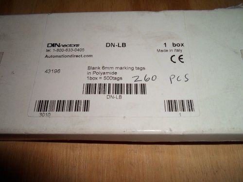 DINNECTOR DN-LB  BLANK 6MM  MARKING TAGS (NEW IN BOX) 260 PIECES