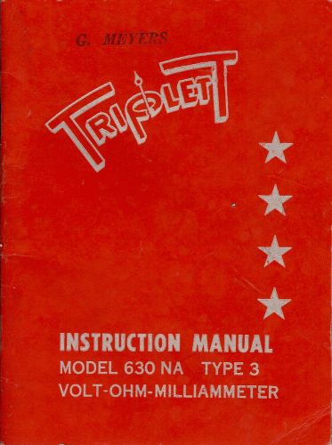 Triplett 630-NA Type 3 Instruction Manual &#034;Original Manual&#034; Great Condition