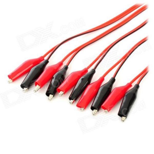 (2) Pair of  Red &amp; Black Test Leads with Alligator Clips Jumper Cable 16 awg