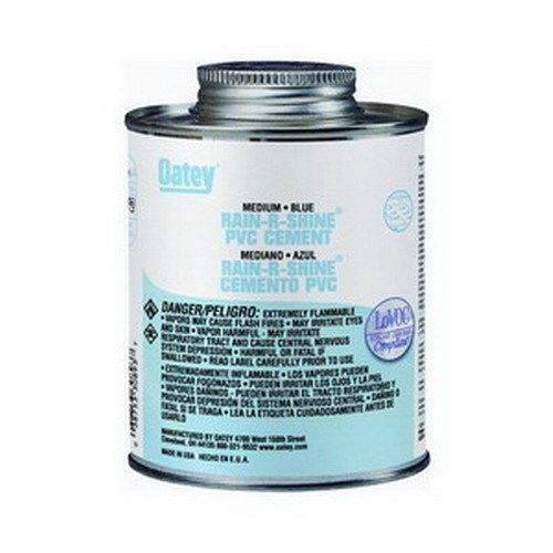 Oatey scs 30893 rain-r-shine blue pvc medium cement, 16 oz can for sale