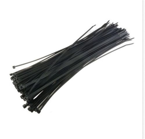 100 PCS Pack 4*300 Black Network Cable Cord Wire Tie Strap 60 Lbs Zip Nylon